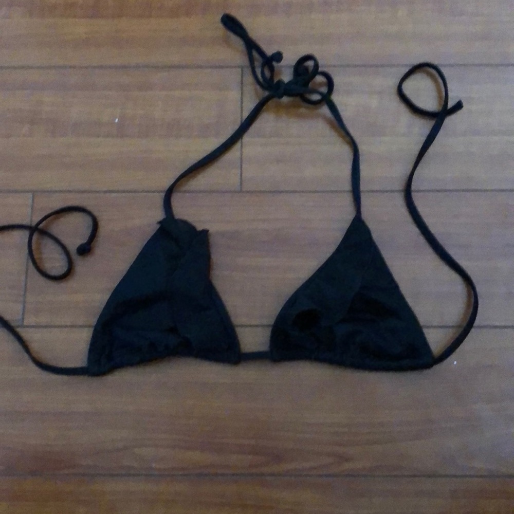 Black Bikini Top with Sheer Detail